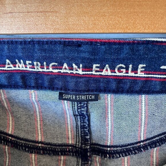 American Eagle Mini Skirt Womens Size 2 Red, White, Blue Stripe Denim July 4th - Picture 2 of 16